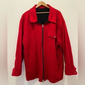 Men's VINTAGE MARLBORO UNLIMITED Red Zip-Up Fleece Jacket 1X Heavy Pockets